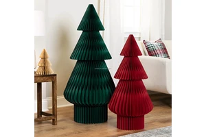 Large Size 90/120/150cm Paper Honeycomb Tree Christmas Festival Tree Hanging Ornaments with Magnets Xmas Home Decorations
