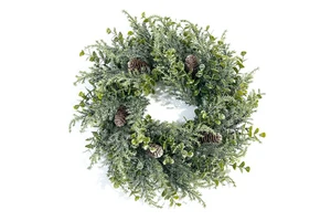 Christmas Holiday Front Door Hanging Party Twig Wreath Ornament Artificial Eucalyptus Pinecone Wreath Decoration