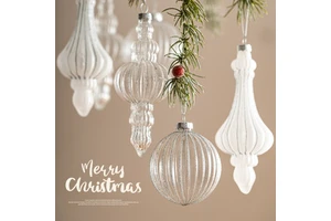 Winter Clear White Glass Christmas Ball Ornaments Decor Christmas Tree Ornaments for Xmas Decoration
