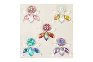 Temporary Festival and Party Set Adhesive Rhinestone Face and Body Art Jewels Rainbow Flower Tattoo Stickers