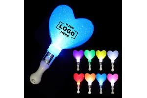 Custom Logo Heart Shaped LED Glow Sticks for Concert Parties Light Soft Wedding Glow Sticks for Party Decorations