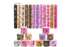 Slap Bracelets Custom Toy Birthday Giveaway Gift Set Favors Bags Cowboy Theme Cat Dog Themed Gifts Kids Classroom Prizes