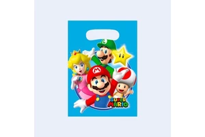Party Love Super Mario Party Favor Bags 23.4x16.3cm Plastic 4-Color Printed Birthday Gifts Ages 2-4 8Pcs Made China