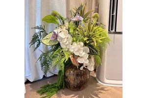 Wholesale White Green Plant Series Silk Floral Arrangement Matching Single Stem Artificial Flower For Wedding Home Decoration