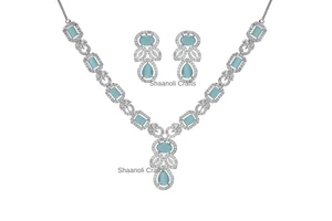 Party Favors Traditional American Diamond Necklace Set With Stones Indian Bridal Jewelry for Women and Girls Wear Necklaces