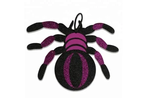 Hot Sell Halloween Product Glitter Hanging Emulate Spider for Halloween Party Event Decor