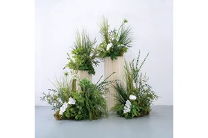 Greenery Artificial Grass Wedding Decor Set White Floral Arrangements Table Centerpieces for Outdoor Aisle Runner Ceremonies
