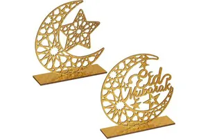 New Trending Kareem Craft Moon Wooden Ornament Eid Mubarak Muslim Small Durable Table Decoration Islamic Home Ramadan Supplies