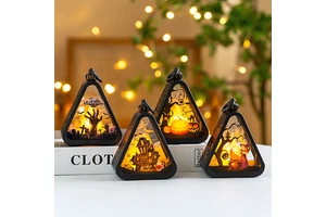 Portable Resin Pumpkin Lantern for Halloween Indoor/Outdoor Desktop & Party Decoration Holiday Gift