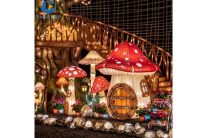 Custom Fantasy Mushroom House Light Displays One-Stop Lantern Installation for Seasonal Light Festivals