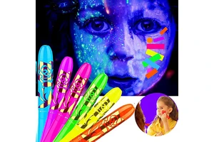 Halloween Professional Face Painting Pen Glow in the Dark Body Paint Luxury 6 Colors Kids Party Artist Water-proof Pen Packaging