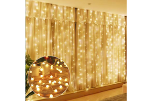 Warm White LED Globe Curtain Lights 3mX1m 10 Lines Waterproof Light up for Christmas Home Decor Party Ambience in Philippines