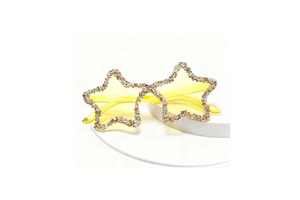 Beckon Custom Handmade Rhinestone Five-Pointed Star Sunglasses Rhinestone Novelty Glasses for Dance Party for Outdoor Fun