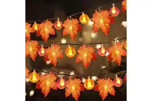 Halloween LED Pumpkin Maple Leaf Battery Operated String Lights 1.5M 3M Fall Festival Garland Party Indoor Outdoor Decoration