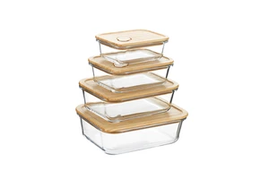 Borosilicate Glass Kitchen Food Storage Container Patented Air Valve Bamboo Lid Microwave Oven Safe Bento Box For Meal Prep
