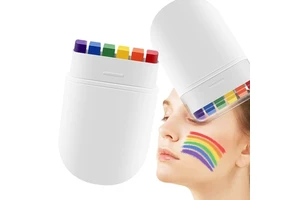 Rainbow 6-Color Capsule Face Paint Stick | Washable Portable Pride & Party Face Body Paint