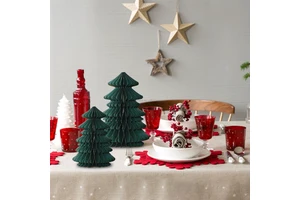 Paper Tree Honeycomb Paper Christmas Festival Tree Hanging Ornaments with Magnets Xmas Home Decorations