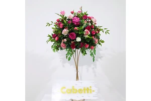 Bespoke Luxury Artificial Flowers Arrangement Silk Large Hot Pink Rose Flower Centerpieces for Wedding Table Decorations