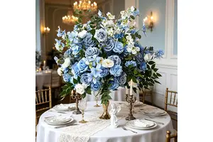 Wholesale 60cm Blue Silk Flower Ball Wedding Table Decor Center Floral Flowers Artificial Decorative for Reception & Banquet
