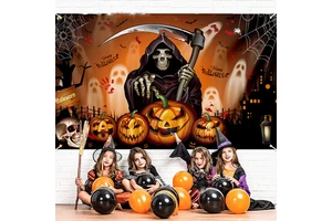 Halloween Backdrop Cartoon Halloween Photo Backdrop Pumpkin Moon Photography Backdrops Happy Halloween Party Decorations