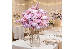HaoMing HMHQ028 High Quality Pink Flower Ball Table Centerpiece Modern Baby Pink Floral Arrangement Wedding Party Decoration