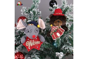Zaves Cute Small Size Christmas Decorations Bear Mouse Elephant Deer Hanging Ornament for the Tree Festive Christmas Item
