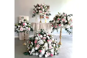 H0719 Wedding Centerpiece Table Decor Silk Flower Ball Centerpieces Rose Peonies White Wedding Table Artificial Flower Ball