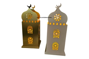 New Luxury Ramadan Lantern Ornaments Iron Muslim Eid Mubarak Metal Lanterns Home Decoration Supplies
