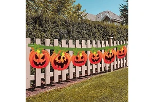 Cross-border Halloween Decorative Banners Pumpkin Strips Outdoor Courtyard Fence Bunting Atmosphere-Creating Decorations