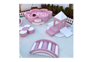 Pastel Soft Play Package For Party Rental Climbing Blocks Pink White Softplay Equipment Set Custom Playground Flower Mini Set