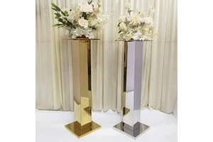 Graceful Glass Tall Golden Metal Stainless Steel Wedding Decoration Cake Table Flower Stand Set
