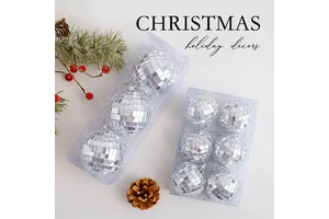 Cross-border New Eco-Friendly Plastic Tree Christmas Ball Ornaments Laser-Mirrored Finish Customized Logo-Wholesale Display