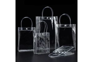 Transparent Customized Beverage Portable Logo Gift Shopping Pvc Flower Bag Clear Plastic With Handles