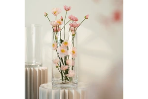 Classic Modern Clear Transparent Cylinder Flower Glass Vase Table Centerpiece For Home Decor Dining Table Wedding Multiple Sizes