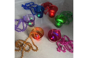 LED Flash Light-Up Shot Glasses Party Favors with Glow-in-the-Dark Beads Necklace for Halloween Valentine's Day Easter Parties