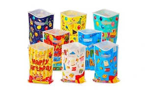 Plastic Party Favor Bags Kids Baby Girls Boys White Black Pink Light Blue Plastic Gift Bags Birthday Goodie Candy Bags