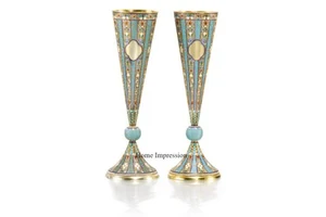 Eye Catching Designer Most Unique Fancy Look Modern Metal Trumpet Vase Set 2 Hot Selling Wedding Table Centerpiece Decoration
