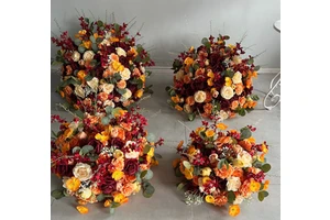 5D Supplies Artificial Floral Ball Wedding Table Centerpiece Silk White Rose Flower Ball Centerpieces For Wedding Decoration