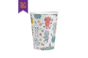 Halloween Ghost and Pumpkin Disposable Paper Cup Cheap Halloween Holiday Supplies for Coffee Tea Drinking