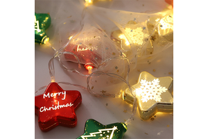 Colorful LED Star Light Snowflake Five-pointed Star Christmas Lantern Xmas Tree Pendant Star Lights String