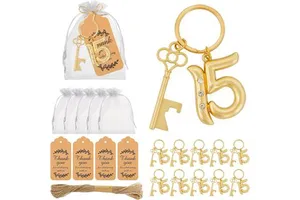 15th Party Favors Beer Bottle Opener Keychain for Birthday Anniversary and Wedding Guests Perfect Souvenirs Decorations