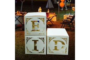 DAMAI Islamic Transparent Hollow Eid Balloon Box Party Decorations EID Mubarak Box Party Decorated for Ramadan Supplies