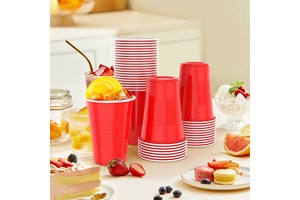 Factory Wholesale Supermarket Hot Selling Custom Logo Double Color Disposable Plastic Red Cups Party Game Cups