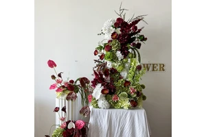 Party Supplies Red Silk Flowers Custom Wedding White Rose Flower Ball Center Piece Table Top Decorations Flower Arrangement