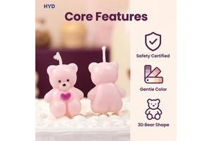 2026 Kawaii Pink Bear Party Favors Cute 3D Teddy Bear Shape Gift Candle Kids Birthday Party Return Gifts Baby Shower Guests Gift