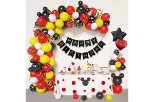 Birthday Party Favors Decorations Themed Latex Red Black Yellow and White Ballon Confetti Balloon Garland Arch Kits for Kids