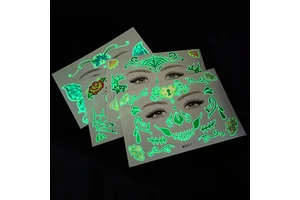 Glow in Dark Halloween Waterproof Temporary Tattoo Stickers Kids' Butterfly Glow in Dark Face Fake Sticker for Party
