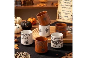 Halloween Mummy Spider Web Ceramic Cup Creative Spooky Coffee Tea Cups with Custom logo for Nordic Home Party Decoration Gift