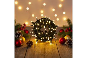 Black Cord String Lights with Star-shaped Bulbs, 9m Length, 100 Bulbs, Outdoor Decorative Lights, Garden Lights