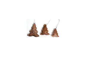 Aluminum Handmade Christmas Tree Hanging Ornaments Textured Bronze Decorative Holiday Figurines Ribbon Loops Factory Direct